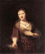 Rembrandt van rijn Portrait of Saskia with a Flower oil painting artist